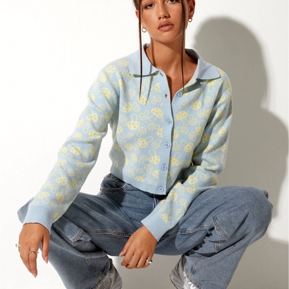 MOTEL cardigan mushroom print never worn